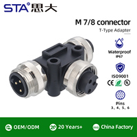 Adaptateur en T étanche IP67 NMEA2000 7/8, 3, 4, 5, 6 broches, Mâle vers Femelle, Un vers Deux, Connecteur Répartiteur Industriel M12 vers 7/8