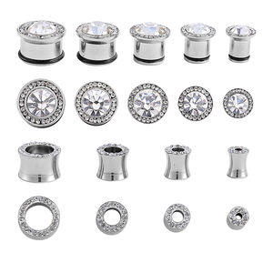 Punk Black Ohrmessgeräte 316 Edelstahl Zirkon-Ohrstöpsel Tunnel-Pirsing - Product Image 2