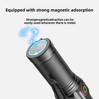 Lampe torche multifonctionnelle transfrontalière, haute intensité, en alliage d'aluminium, LED rechargeable, charge rapide Type-C, IPX6
