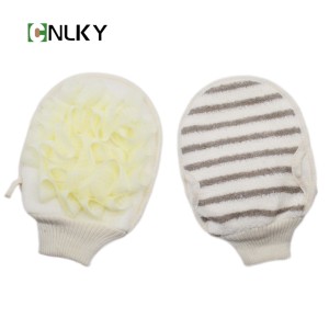 Gants <span class=keywords><strong>de</strong></span> bain double face Moussant en <span class=keywords><strong>maille</strong></span> Logo personnalisé Gants pour une peau lisse et brillante Éponge exfoliante réutilisable pour le massage du corps - Product Image 6
