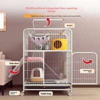 Cage pour chat en fer, lit pour chat, maison pour chat, villa pour chat tout-en-un, quatre niveaux, enclos spacieux d'intérieur, bac à litière intégré, respirant