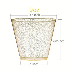 Wholesale 9 oz Fancy Disposable Silver/Gold Glitter <b>Plastic</b> <b>Cups</b> Christmas Party <b>Cups</b> Clear <b>Plastic</b> <b>Cups</b> Tumblers for Wedding - Product Image 2