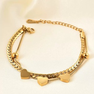 สร้อยข้อมือรูปหัวใจแบบโซ่คิวบาเคลือบทอง 18k ทำจากสแตนเลส 316 ไม่ลอกดำ ทันสมัยปี 2026 สำหรับผู้หญิงและเด็กผู้หญิง - Product Image 1