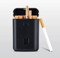 Étui à cigarettes et briquet en alliage de zinc moderne Portable 20 pièces Slim USB Rechargeable Briquet sans flamme pour fumeurs