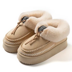 Retro Furry Shoes for <strong>Men</strong> and Women, Winter Outer Wear, Warm Snow <strong>Boots</strong>, Lightweight Cotton <strong>slippers</strong> - Product Image 2