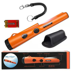 Pudibe Waterproof Metal Detector Orange Handheld With Led Light For Outdoor Underwater Treasure Hunting Gold Silver Copper - Product Image 1