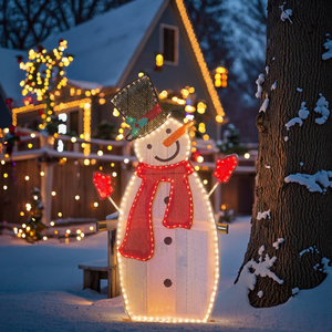 Mới Ngoài Trời Không Thấm Nước <span class=keywords><strong>LED</strong></span> Khung Thép Polyester <span class=keywords><strong>Snowman</strong></span> 52*90 Cm 120L 6M Giáng Sinh Kỳ Nghỉ Motif Ánh Sáng - Product Image 2
