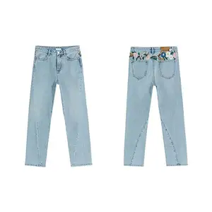 Cao đàn hồi dưới thẳng phụ nữ quần phụ nữ Quần jeans dài jeans tùy chỉnh phụ nữ denim quần