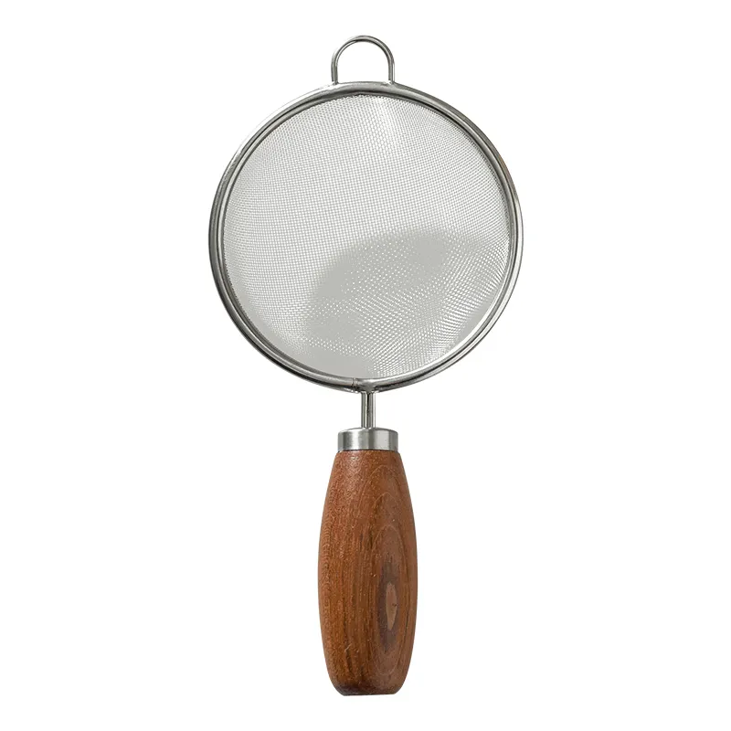 Holz hitze beständiger Griff Mini 304 Edelstahl Mehl Eier Sieb Home Restaurant Backen Kochute nsilien Utensilien Set