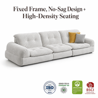 Sofá Chenille Personalizado de 3 Plazas, Colores Tendencia 2026, Crema, Estilo Retro Francés, Estructura Sólida, Grado Comercial, Suministro al por Mayor