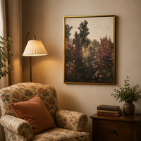 Peinture vintage de jardin de fleurs, motif de fleurs de genciane, impressionniste, sur toile encadrée, grande taille, moderne, décorative, pour la maison ou le bureau