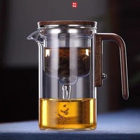 Aspiration magnétique sans tige séparation d'écoulement un clic filtre verre résistant à la chaleur absorbant les bulles tasse à thé théière