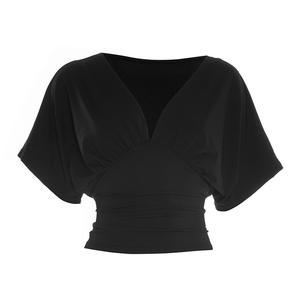 Viviblook J26TP033 Nouveau T-shirt décontracté pour femme, pull à col en V, manches chauve-souris, taille cintrée, haut pour femmes - Product Image 5
