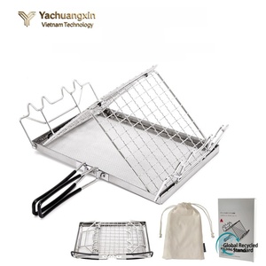 Stainless Steel Foldable <b>BBQ</b> Grill Rack Outdoor Cooking <b>Tool</b> With Handle Modern Design All Seasons Use - Product Image 5