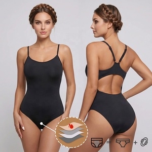 OEM Backless Wholesale Recycled Nylon 4-Layer Anti-Leak Seamless Plus Size Period Swimwear Women Menstrual One-Piece Swimsuit
