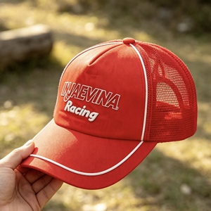 Casquette de baseball personnalisée avec broderie 3D, piping contrastant et dos en maille, style trucker, pour le sport - Product Image 5