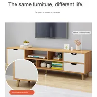Meuble TV scandinave minimaliste moderne et combinaison de table basse pied en bois massif pour petit appartement chambre à coucher salon