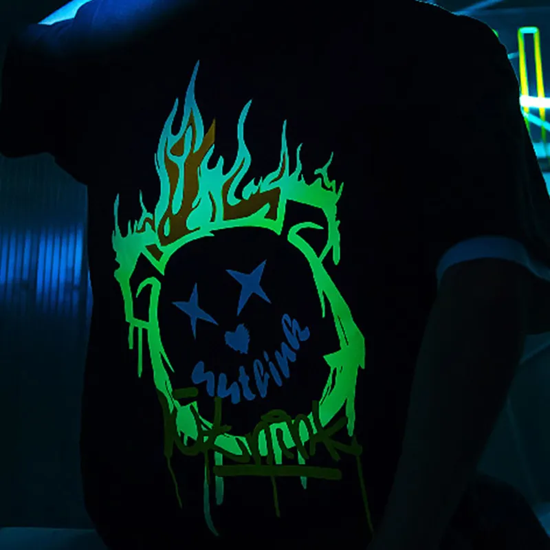 # Koop T-Shirt Geven Hoed # 100% Katoenen Streetwear Mode-Stijl Bedrukt Fluorescerend Heren T-Shirt