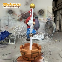 Großhandel Outdoor Cartoon Arbeiter Charakter Lebensgroße Fiberglas Superheld Mario Statue Bunte Handgefertigte Weihnachts- und Halloween-Dekoration