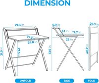 Aucun assemblage requis Petit bureau pliant Bureau d'ordinateur à 2 niveaux avec étagère Table pliable pour petits espaces