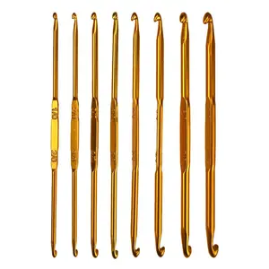 Juego de ganchos de <span class=keywords><strong>ganchillo</strong></span> tunecinos de aluminio, agujas de tejer de doble cabeza, Kits de herramientas - Product Image 1