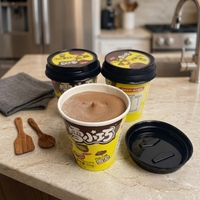 Mini-coupelle de crème glacée au chocolat de 55g avec cuillère intégrée pour le buffet du petit-déjeuner d'hôtel et les événements de restauration