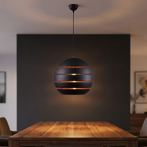 Lampe suspendue ronde en métal avec doublure en laiton AK en poudre noire finie pour la décoration intérieure de l'hôtel et de la maison - Product Image 1