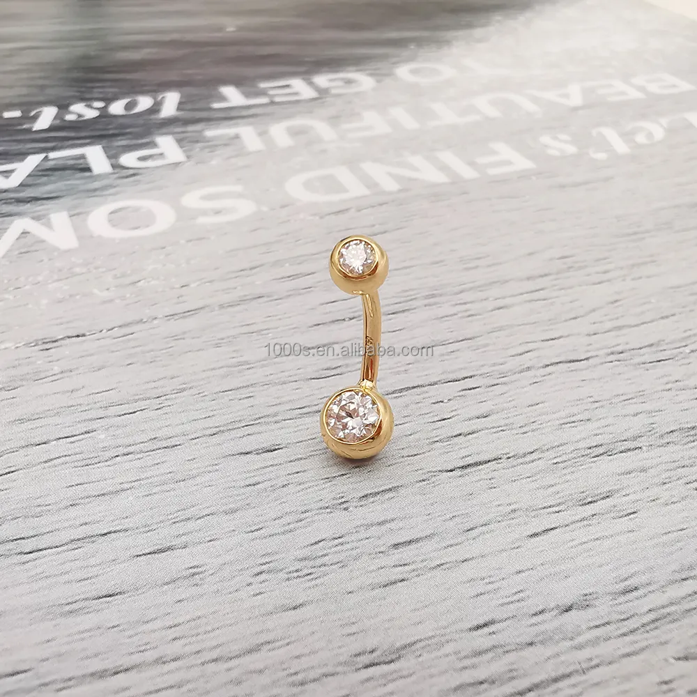 Trang Sức Xỏ Lỗ Moissanite Màu Vàng Thật 14K Trang Sức Khuyên Bụng Tùy Chỉnh Trang Sức Khuyên Vặn Bụng Cho Nữ