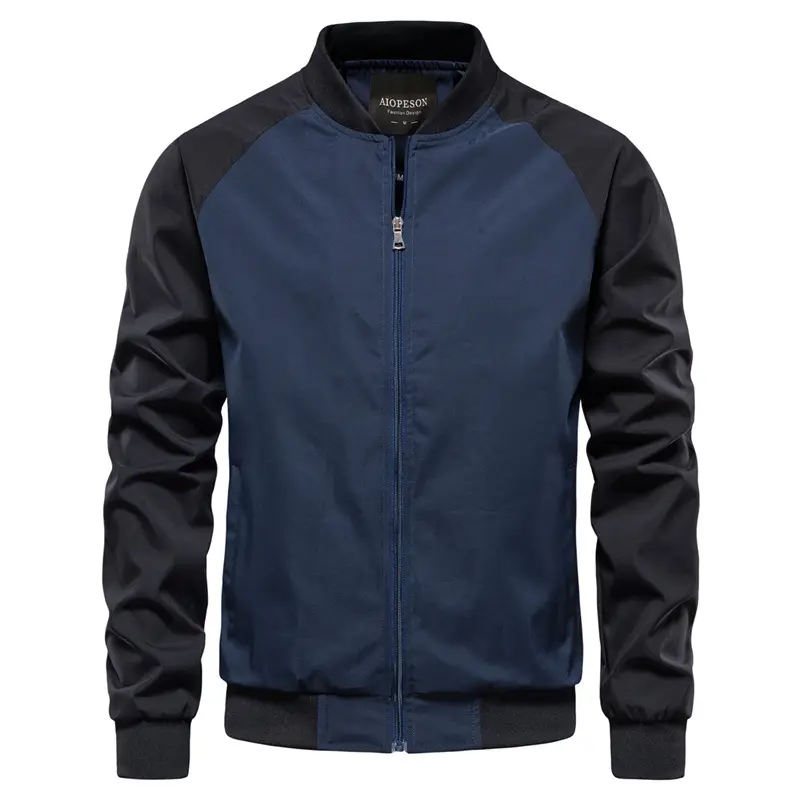OEM Wholesale Men's Spring & Autumn Thin Causal Stand Collar Raglan Jacket Street Style Plus Size Men's Jackets Golf Jacket Men