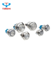 Interrupteur à bouton-poussoir électronique haute sensibilité DPDT 10 broches en acier inoxydable IP67 étanche, avec anneau lumineux, double pôle 5A, 12/16/19/22/25mm