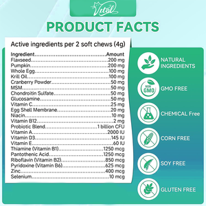 OEM 25-en-1 DogVitamins Suppléments Multivitamine Glucosamine Probiotiques Oméga-3 à croquer pour chiot Soins de santé optimaux pour le cœur - Product Image 4