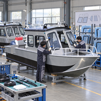 Bateau de pêche en aluminium robuste de 22 pieds, capacité 6 personnes, capacité améliorée 12 personnes, avec rampe et échelle, console debout, économie de carburant