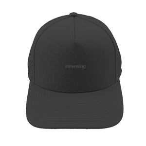 Gorras de Béisbol Deportivas Negras de 5 Paneles con Perforaciones Láser de Alta Calidad al por Mayor - Product Image 2