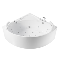 Baignoire SPA d'angle de luxe à design cascade pour salle de bain intérieure, avec jets d'air massants et fonction Jacuzzi