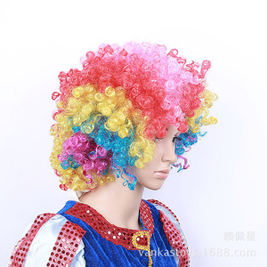 Perruque de clown bouclée colorée, taille adulte, 120g, accessoire de costume de fête, accessoire de maquillage d'Halloween - Product Image 2