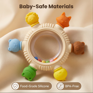 Mordedor de Silicona para Bebés, Sonajero de Silicona, Juguete de Dentición para Bebés de 6 a 12 Meses - Product Image 4