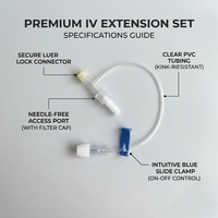 Tube d'extension pour régulateur de débit IV de précision avec raccord Luer Lock femelle/mâle et guide de débit