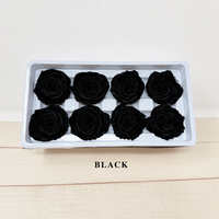 Boîte de roses éternelles noires 8 pièces, roses stabilisées naturelles pour travaux manuels DIY
