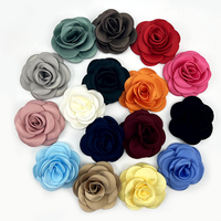 Bunga Mawar Kamelia Buatan Tangan 8.5cm untuk DIY Corsage, Hiasan Samping, Gaya Jepang Korea, Aksesoris Kain Empat Lapis