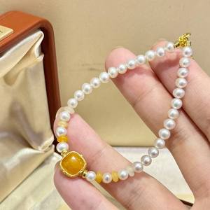 Honeywax Female Accessory High Quality S925 Pure <b>Silver</b> Geometric <b>Bracelet</b> with Near Strong Light Pearl <b>Bracelets</b> & <b>Bangles</b> - Product Image 4
