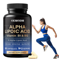 Capsules d'acide alpha-lipoïque, vitamines B1 et B12, 600 mg, énergie, métabolisme du glucose, soutien antioxydant, soins de bien-être pour adultes