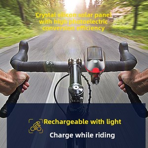 Lampe de poche solaire rechargeable USB pour vélo, phare LED haute luminosité pour la conduite de nuit, éclairage de route de montagne extérieur étanche - Product Image 3