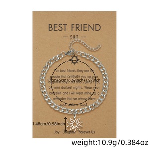Bracelet d'amitié en acier inoxydable avec pendentif soleil et lune, cadeau pour femmes, hommes, unisexe, bracelet à breloques tendance - Product Image 4