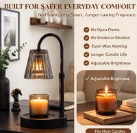 Lampe chauffe-bougie avec minuterie et variateur d'intensité - Cadeaux d'anniversaire pour femmes, décoration de chambre, abat-jour en verre gris fumé