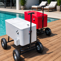 Glacière mobile d'extérieur sur roulettes 80 litres pour fêtes, camping, pique-nique, plage, parc et événements