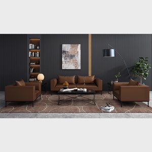 Ensemble de canapés de bureau en cuir personnalisé 2019, canapé de bureau moderne, canapé de réception de bureau avec structure en acier inoxydable - Product Image 2