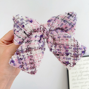 Mùa thu mùa đông ánh sáng màu tím Tweed <span class=keywords><strong>Headband</strong></span> <span class=keywords><strong>2025</strong></span> Chunky len hairbands đối với phụ nữ Non-Slip Tím loạt <span class=keywords><strong>Bowknot</strong></span> tóc scrunchies - Product Image 3