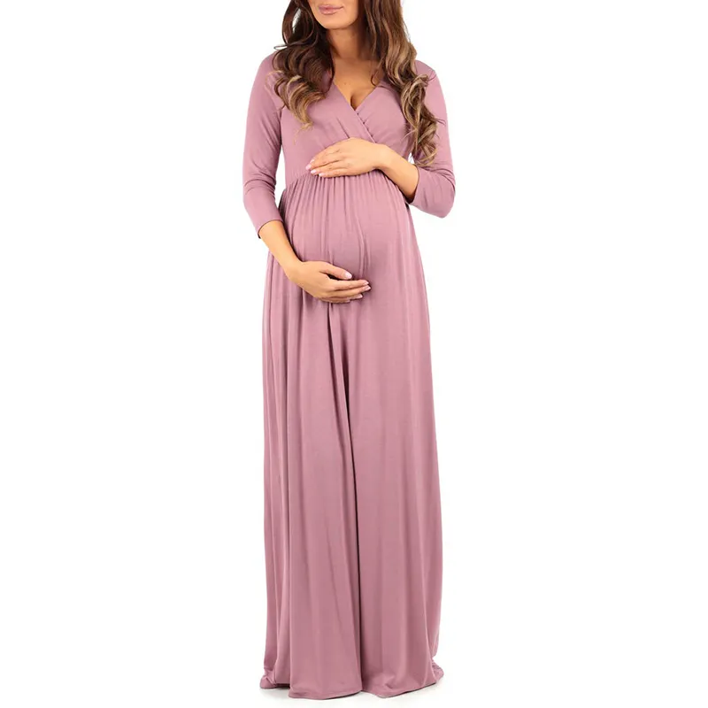 Floral 3/4 Sleeve Maternity Clothes Causal Pregnant Women Long Dress Maternity Office Wear