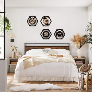 4 Piezas de Madera con Forma Irregular de Sol, Luna y Estrella, Estilo Brujería, Tarot, Abstracto, Místico, Celestial, Letrero Colgante, Bohemio, Gótico, Astrología, Decoración del Hogar - Product Image 4