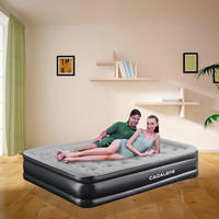 Matelas Gonflable Domestique avec Surface Floquée Rehaussée, Pompe Électrique Incluse, Lit d'Appoint Temporaire pour le Camping